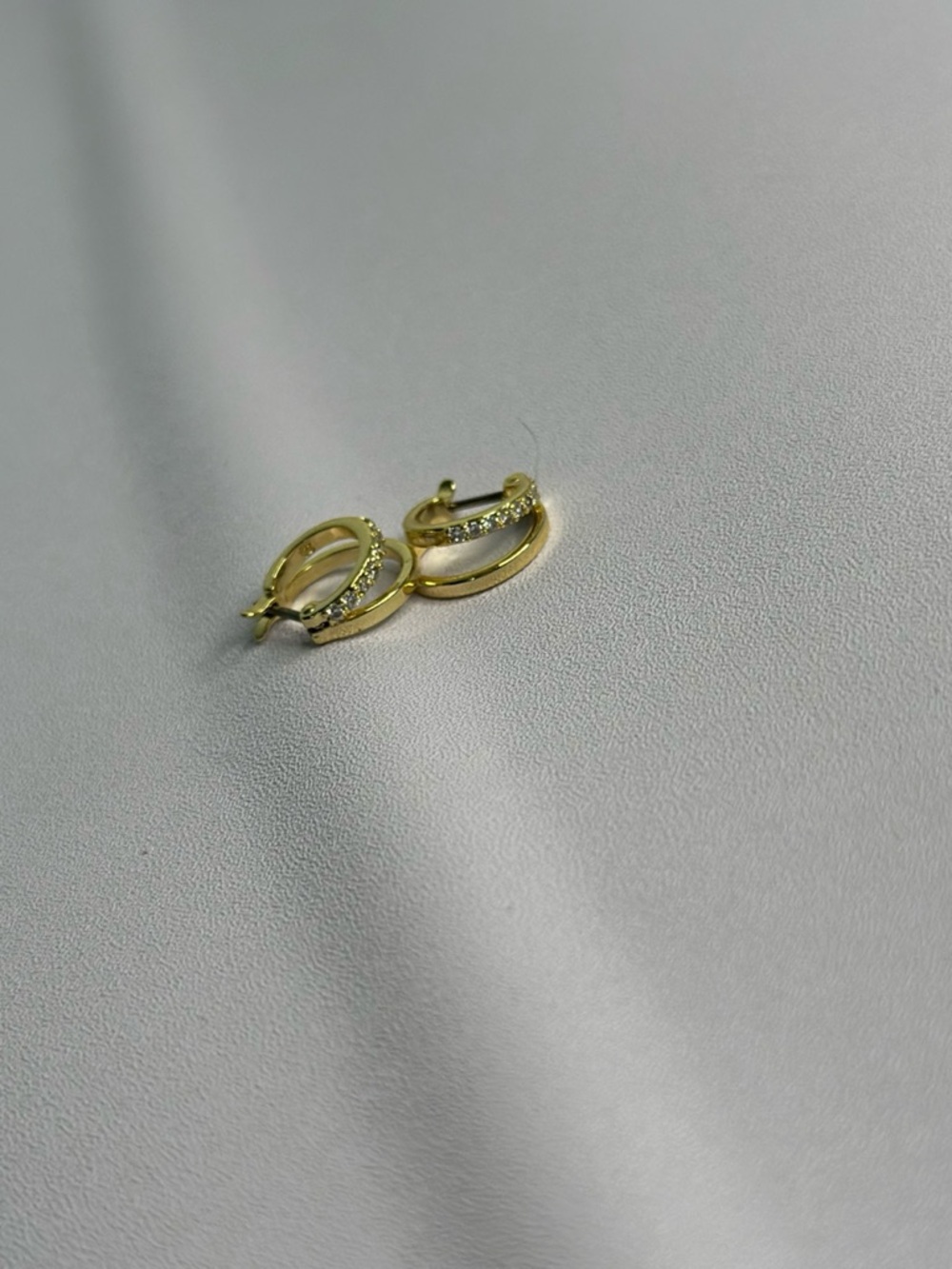 Gold Tone Huggies with Crystal Accents